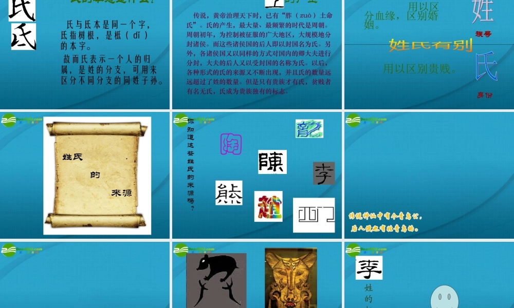 高考语文 姓氏源流与文化寻根复习课件 新人教版 课件