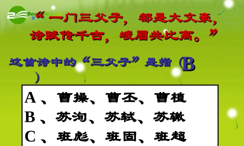 高中语文 (念奴娇赤壁怀古)精品课件 苏教版必修2 课件