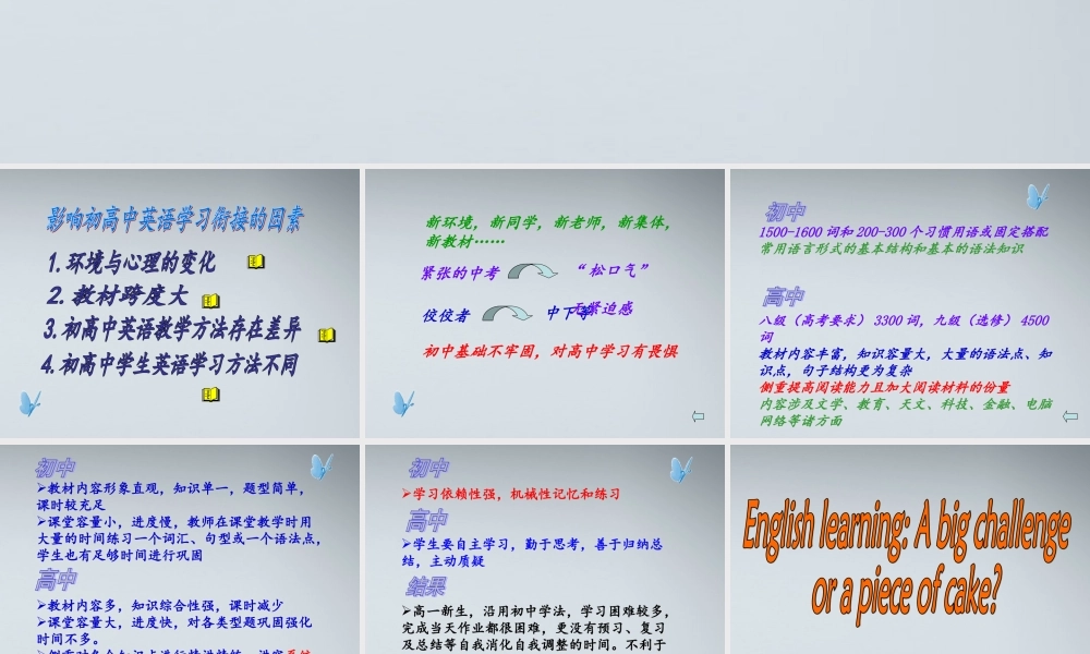 高中英语衔接工作最新课件 新人教版必修1 课件