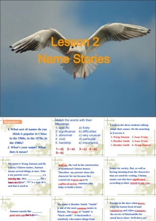 高中英语Unit 16 Lesson 2 Name Stories课件 北师大版 必修6 课件