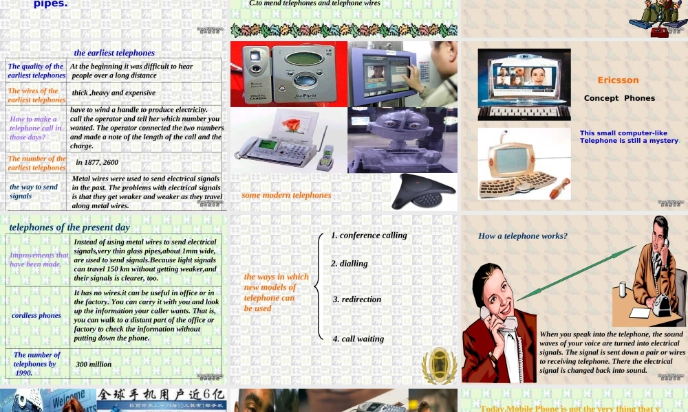 高二英语第二十三单元telephones课件