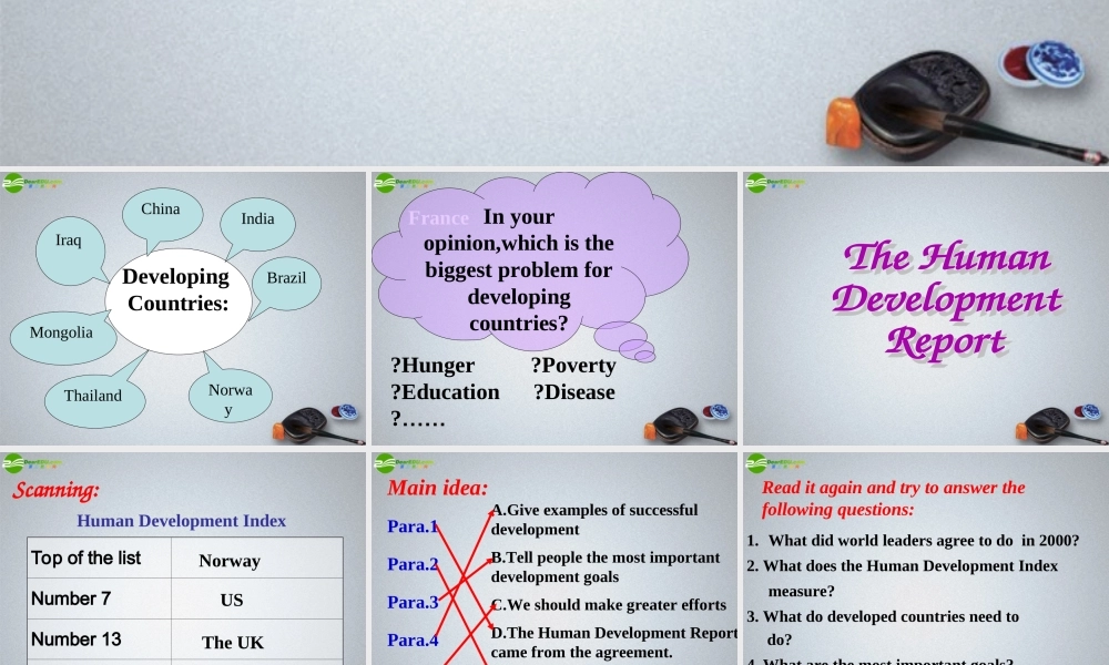 高中英语 Module2(Developing and Developed Countries)课件 外研版必修3 课件