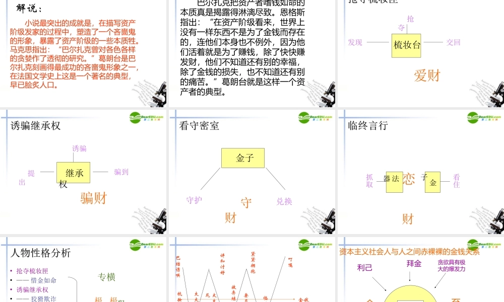 高中语文 第一单元第4课(守财奴)课件 人教版第四册 课件