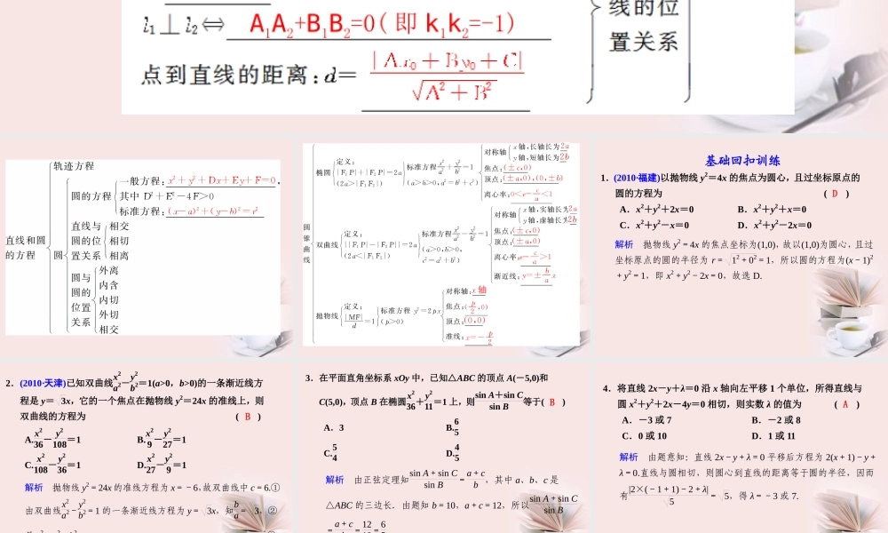 高考数学 专题十第7讲 解析几何复习课件 理 课件