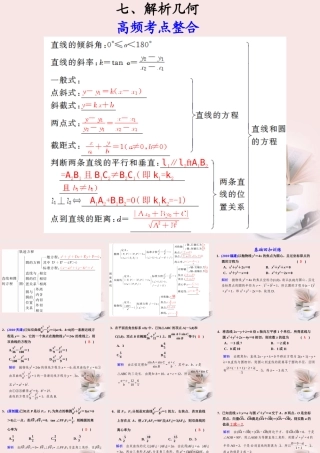 高考数学 专题十第7讲 解析几何复习课件 理 课件