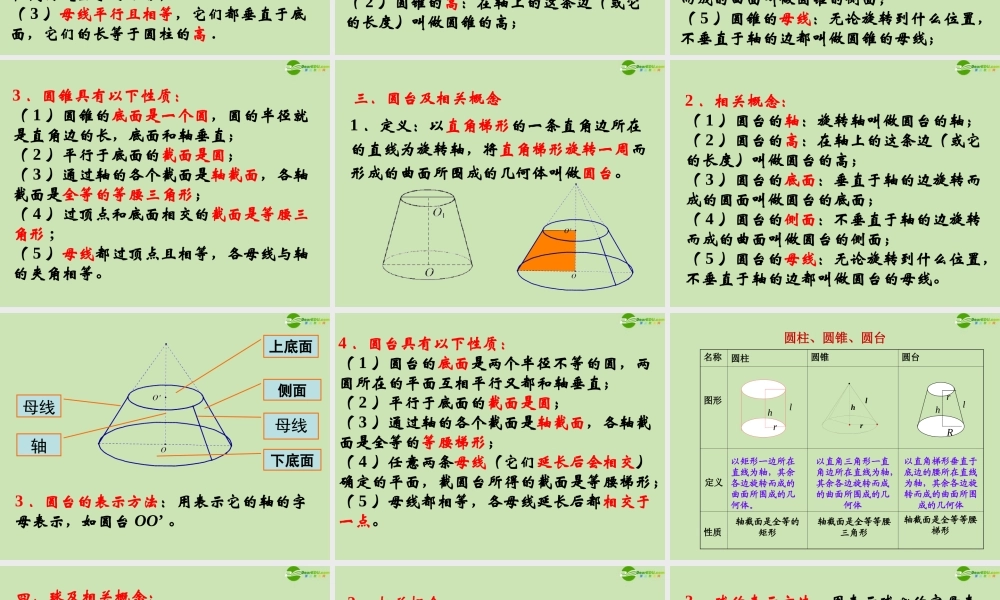 高中数学 113 圆柱、圆锥、圆台和球1 课件 新人教B版必修2 课件