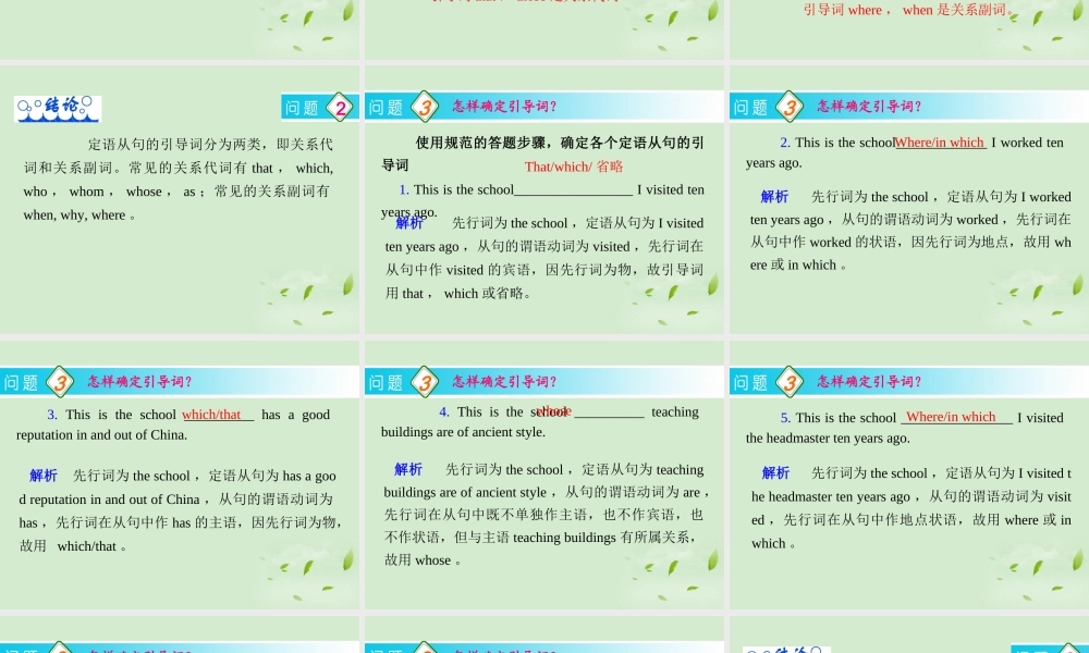 高考英语一轮复习 part2 第9讲 定语从句课件 新人教版 课件