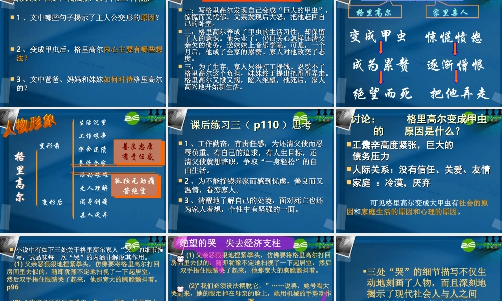 高中语文 第四单元第10课(变形记)课件 人教版第五册 课件