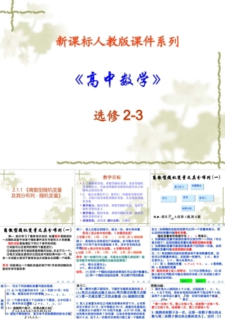 高中数学：211 离散型随机变量及其分布列-离散型随机变量 课件(新人教A版-选修2-3) 课件