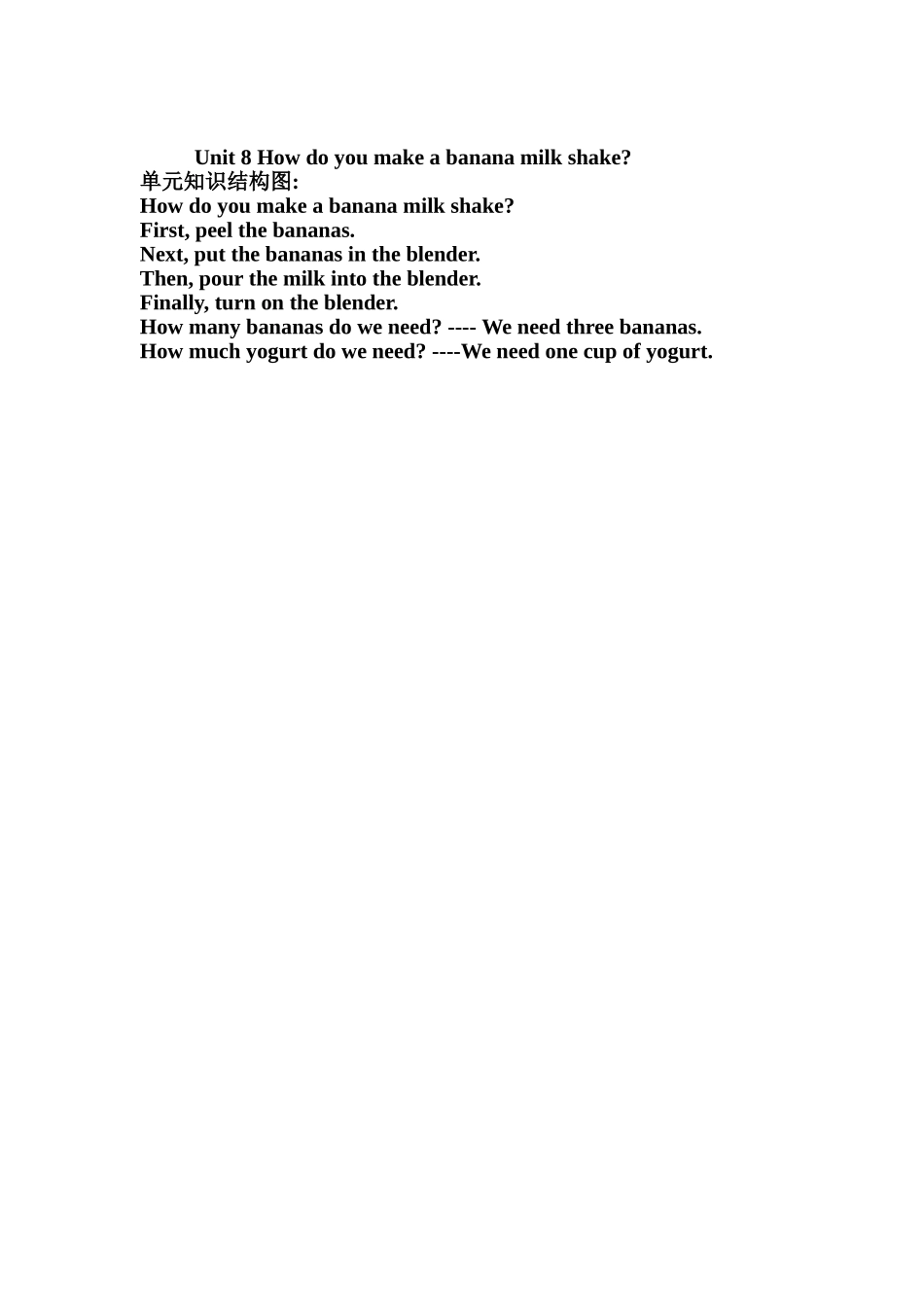 Unit8Howdoyoumakeabananamilkshake_第1页
