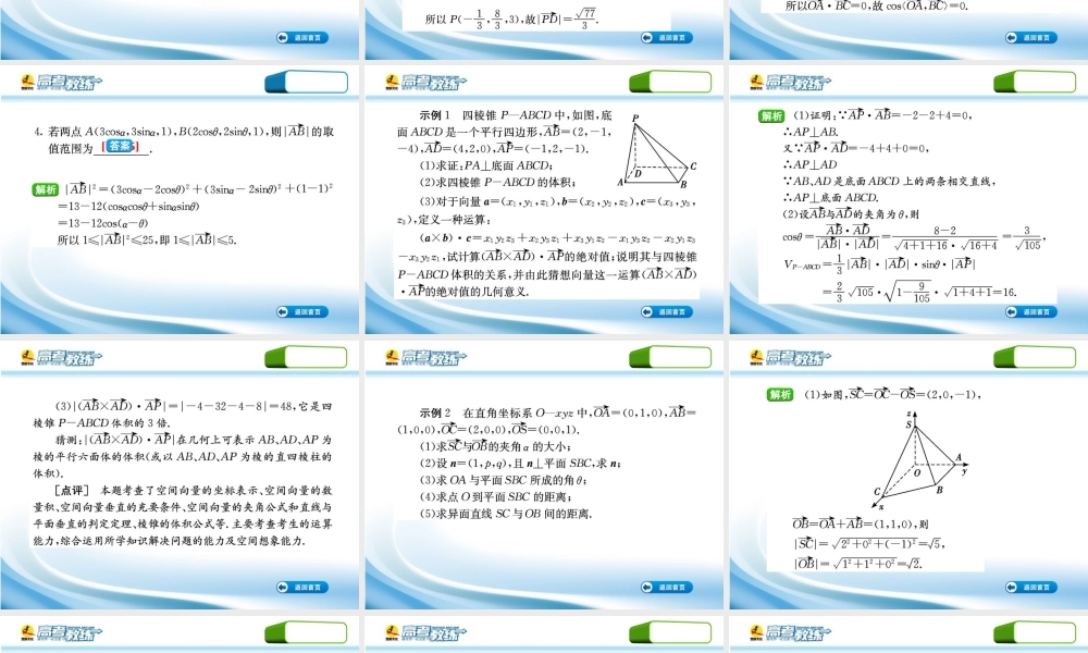 高三数学第一轮复习(高考教练)考点69 空间向量的坐标运算(理科)课件