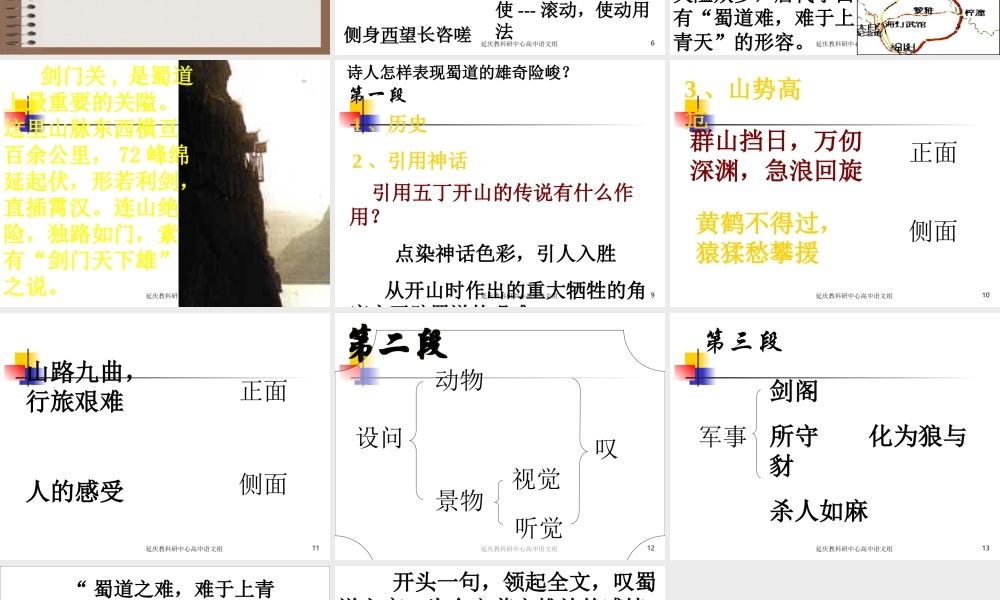 高中语文：24(蜀道难)课件1(新人教版必修3) 课件