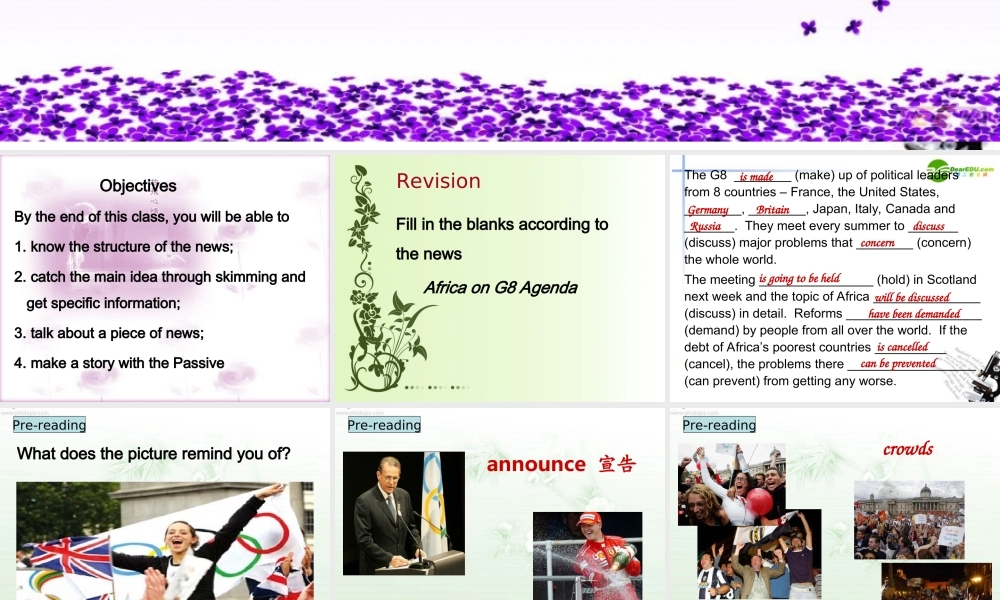 高中英语 Unit11 Lesson 1 World News 第二课时课件 北师大版必修4 课件