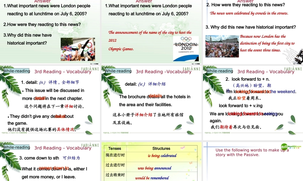 高中英语 Unit11 Lesson 1 World News 第二课时课件 北师大版必修4 课件