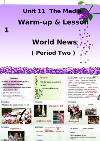 高中英语 Unit11 Lesson 1 World News 第二课时课件 北师大版必修4 课件