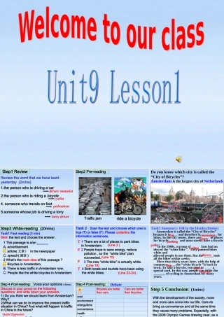 高中英语 Unit9 lesson1 On your bike课件1 北师大版必修3 课件