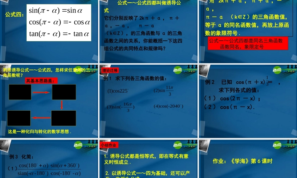高中数学 同名三角函数的诱导公式1课件 新人教A版必修4 课件