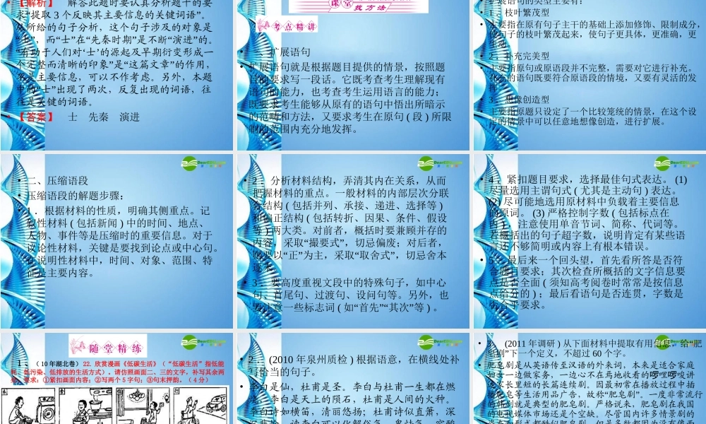 高考语文 语言运用之压缩语段与扩展语句复习课件