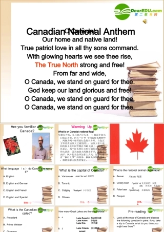 高中英语 Canada-- the true north课件 新人教版必修3 课件