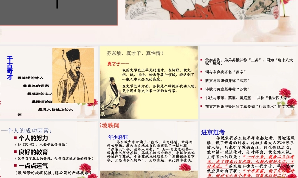 高中语文 关于苏东坡简介的课件 苏教版 课件