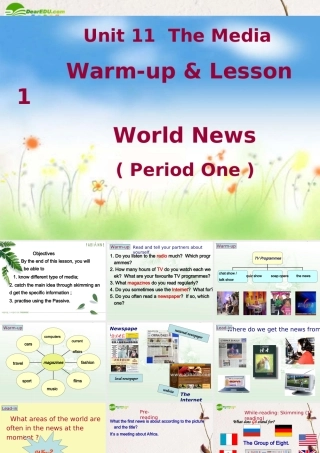 高中英语 Unit11 Lesson 1 World News 第一课时课件 北师大版必修4 课件
