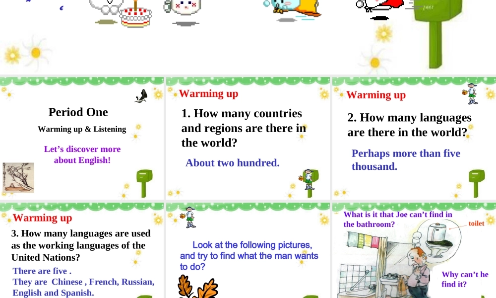 高中英语第一册Unit2 English around the world--Warming up & Listeningppt课件