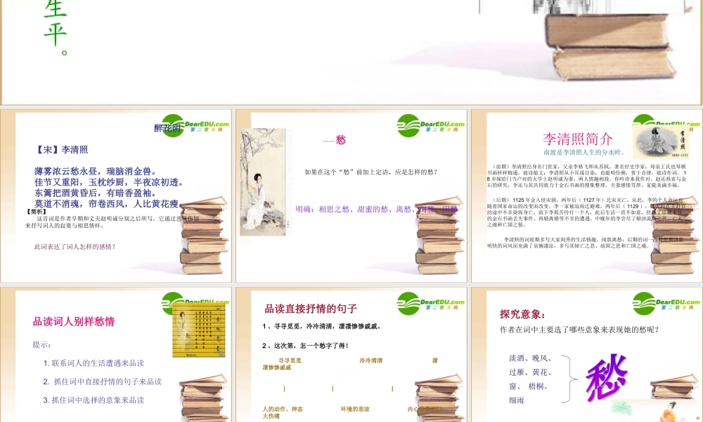 高中语文：25(声声慢)课件(5)(语文版必修3) 课件