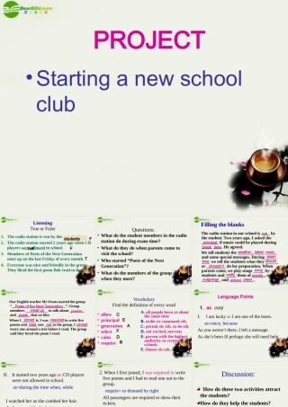 高中英语 Unit 1(School life)Project课件3 牛津译林版必修1 课件