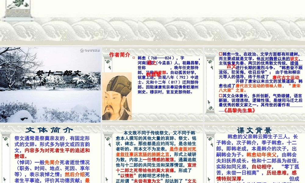 高中语文第四册祭十二郎文ppt1 课件