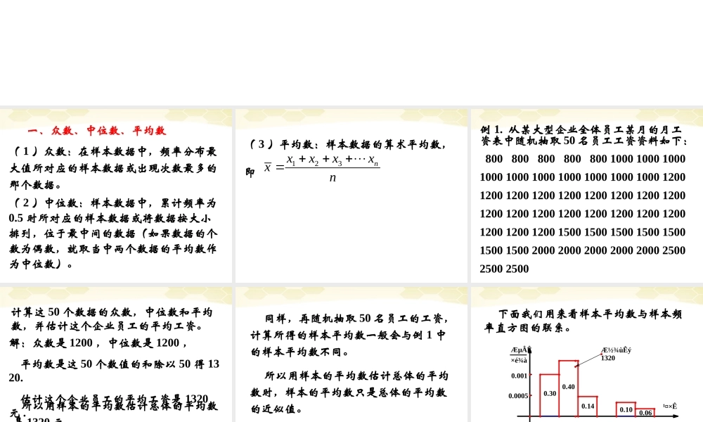 高中数学 222(用样本的数字特征估计总体的数字特征1)课件 新人教B版必修3 课件