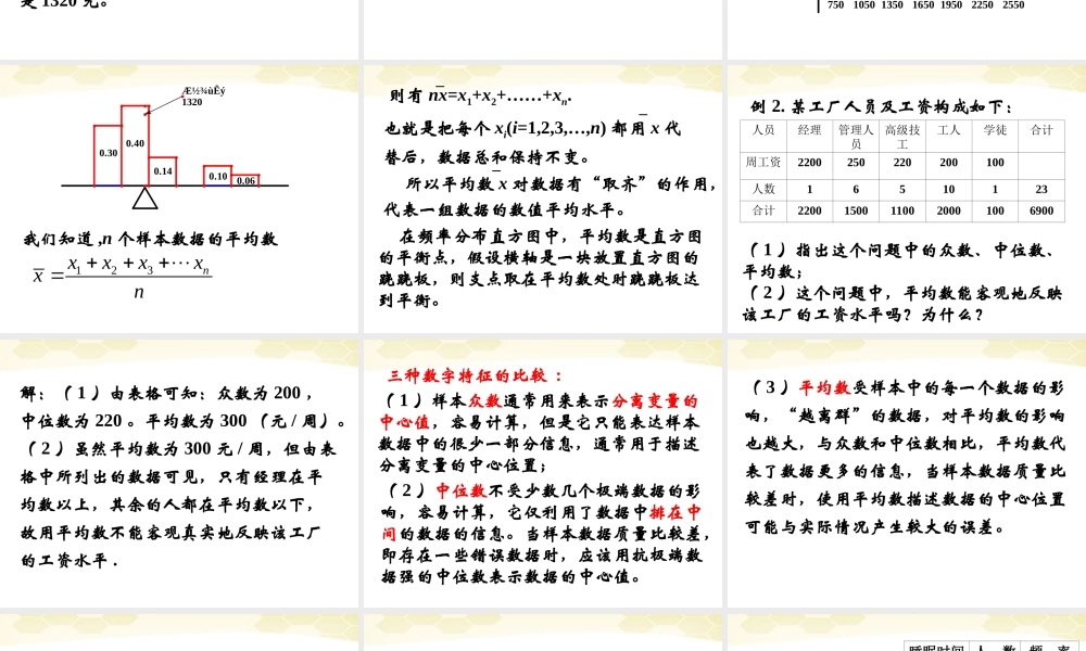 高中数学 222(用样本的数字特征估计总体的数字特征1)课件 新人教B版必修3 课件