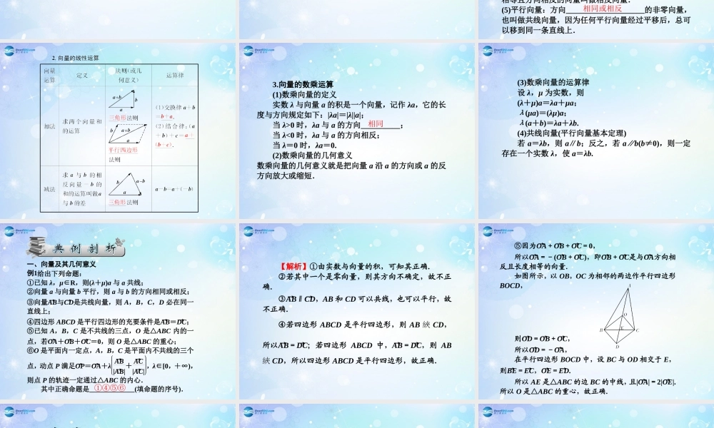 高考数学一轮总复习 4.27 平面向量的概念及运算课件 理 课件