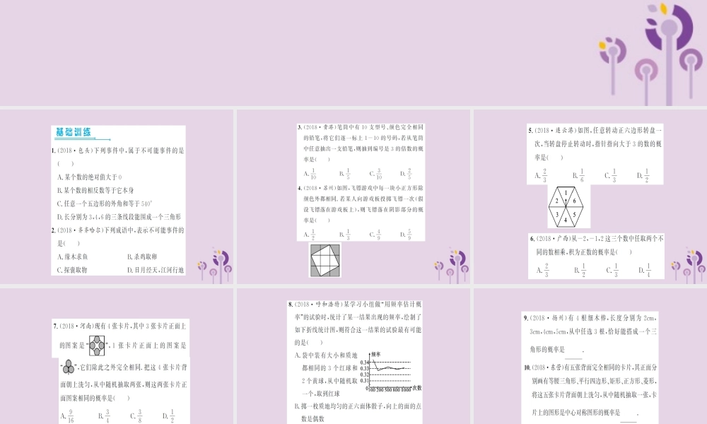 湖北省中考数学一轮复习 第八章 统计与概率 第二节 概率(习题提升)课件