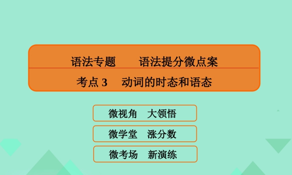 高三英语一轮复习 语法提分微点案 考点3 动词的时态和语态课件