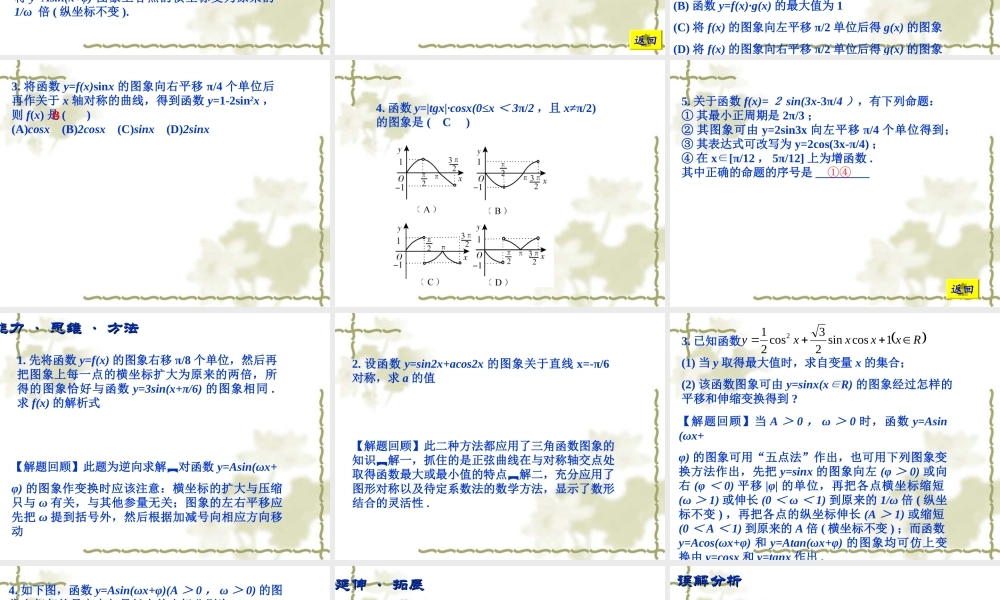 高考数学复习强化双基系列课件21(三角函数-三角函数的图象) 课件