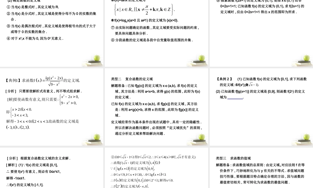 高考数学考点回归总复习 第五讲  函数的定义域与值域课件