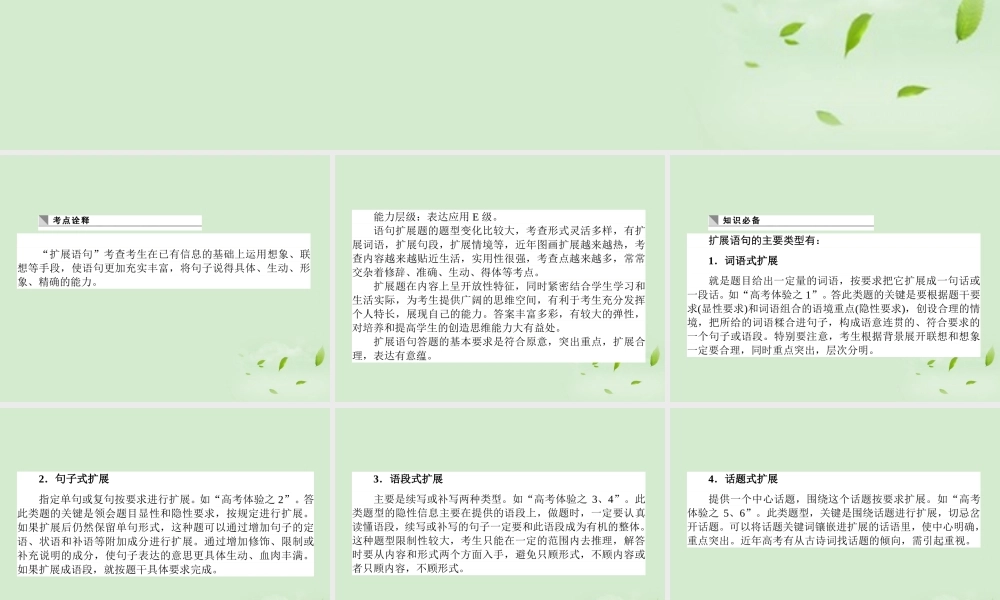 高考语文第一轮总复习 第一模块 考点7 扩展语句课件