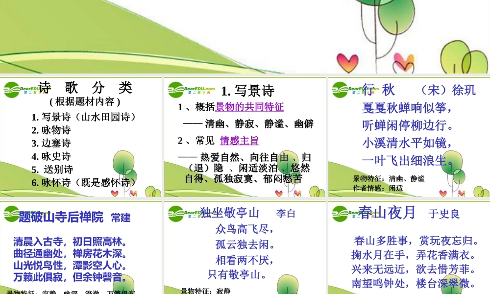 高考语文 诗歌鉴赏课件 人教版 课件