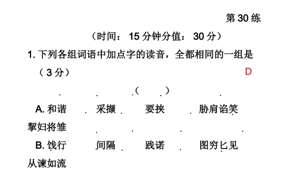 高三语文高考冲刺训练系列课件：十第30练新人教版 课件