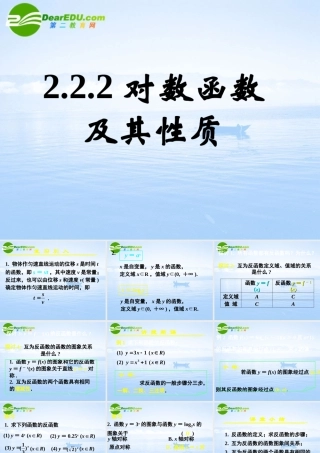 高中数学：222(对数函数及其性质)课件 新人教A版必修1 课件
