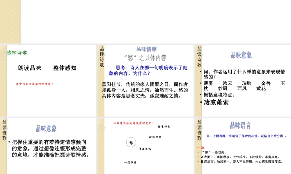 高中语文 醉花阴有效课堂教学课件 新人教版必修4 课件