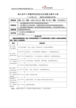 (湖师附小蔡月峰)个人研修计划