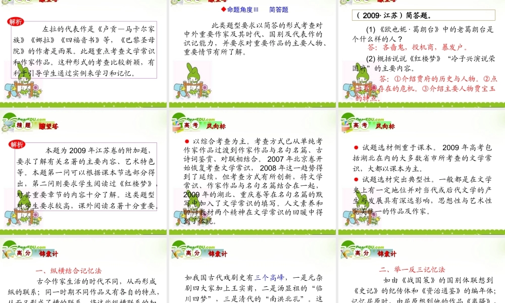 高考语文 备战识记文学常识课件 新人教版 课件