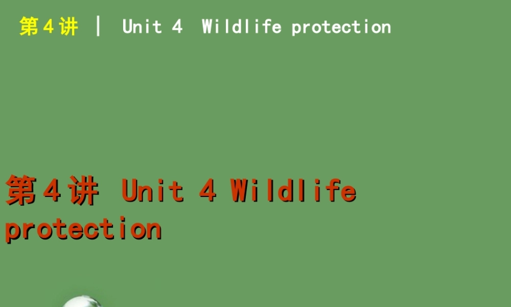 高考英语 第4讲_Unit_4_Wildlife_protection课件 新人教版必修2 课件