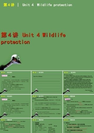 高考英语 第4讲_Unit_4_Wildlife_protection课件 新人教版必修2 课件