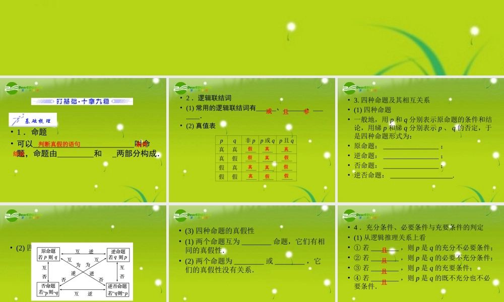 高考数学总复习 第3节 简易逻辑复习课件 新人教版 课件