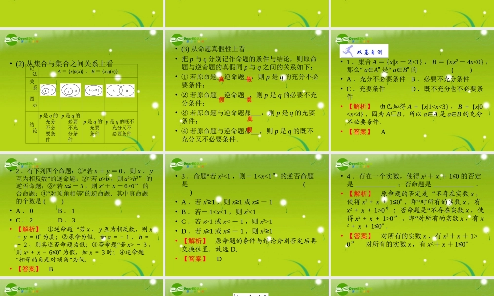 高考数学总复习 第3节 简易逻辑复习课件 新人教版 课件