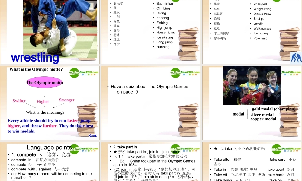 高中英语 the olympic games warming up reading课件 新人教版必修2 课件