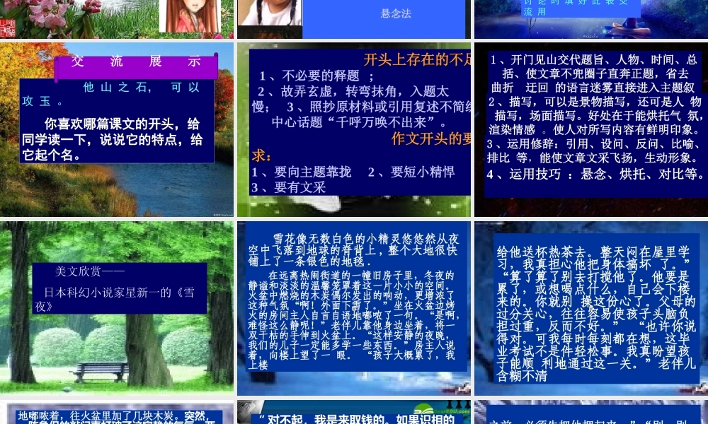 高考语文 用方法之光点亮作文的开头复习课件 新人教版 课件