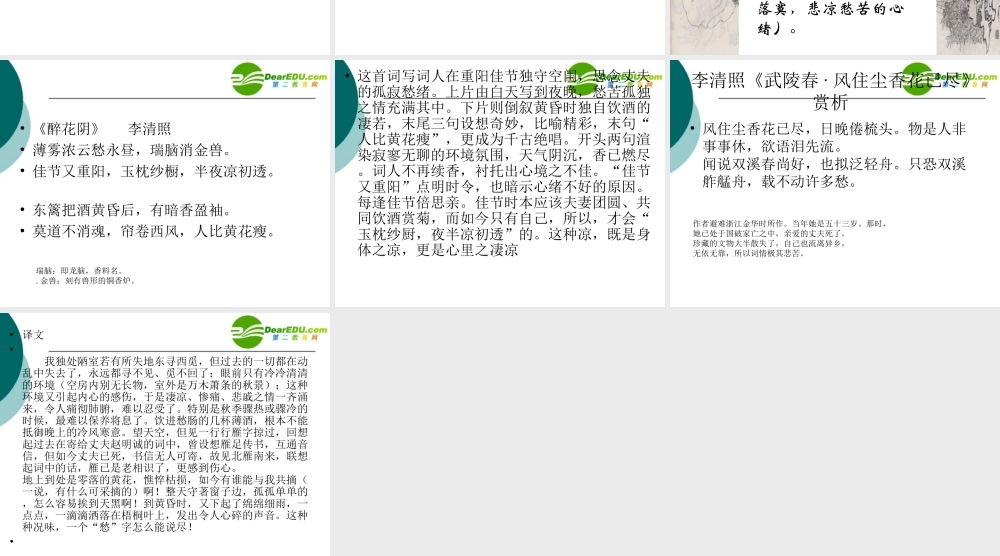 高中语文：(声声慢)课件(9)(语文版必修3) 课件